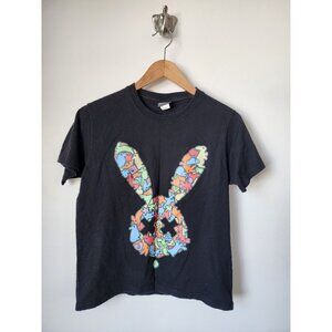 Heybig black multicolor bunny head short sleeve T-shirt S